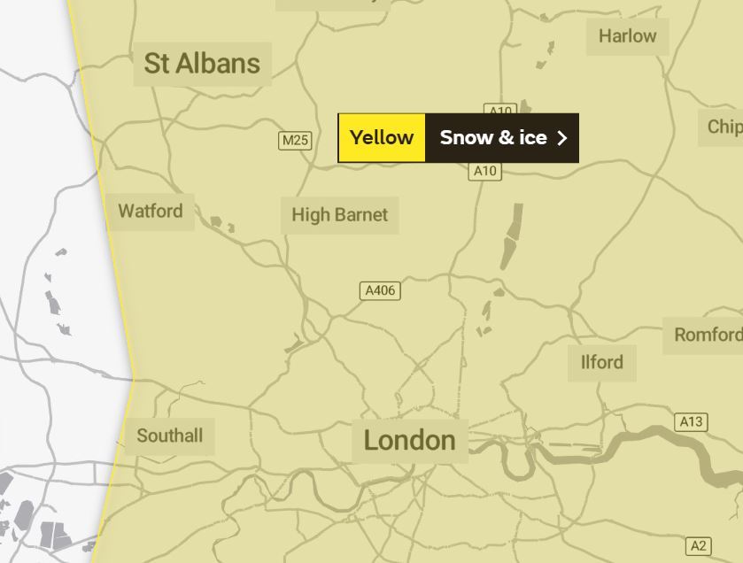 Freezing temperatures are forecast tonight in Watford. Photos: Met Office