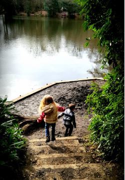 Grace walking with her younger brother. So far, they have walked 26 miles