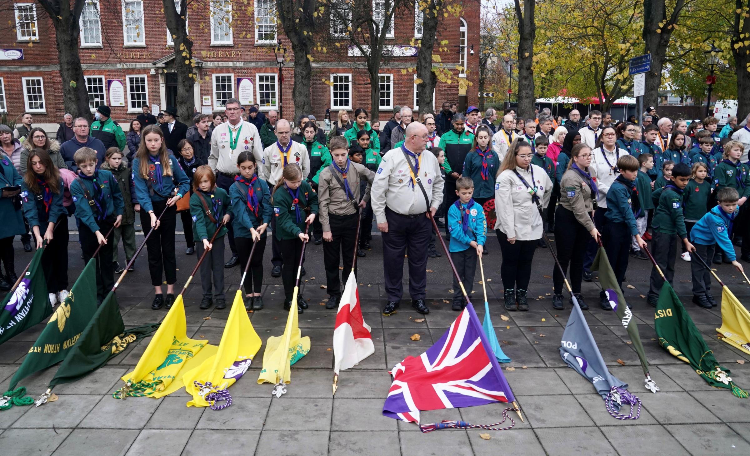 Crowds attended in their hundreds to the service at the Town Hal Peace Memorial (Photo: Simon Jacobs)