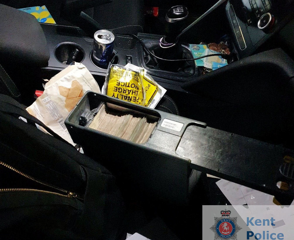 Cash found in his car (Photo: Kent Police / SWNS)