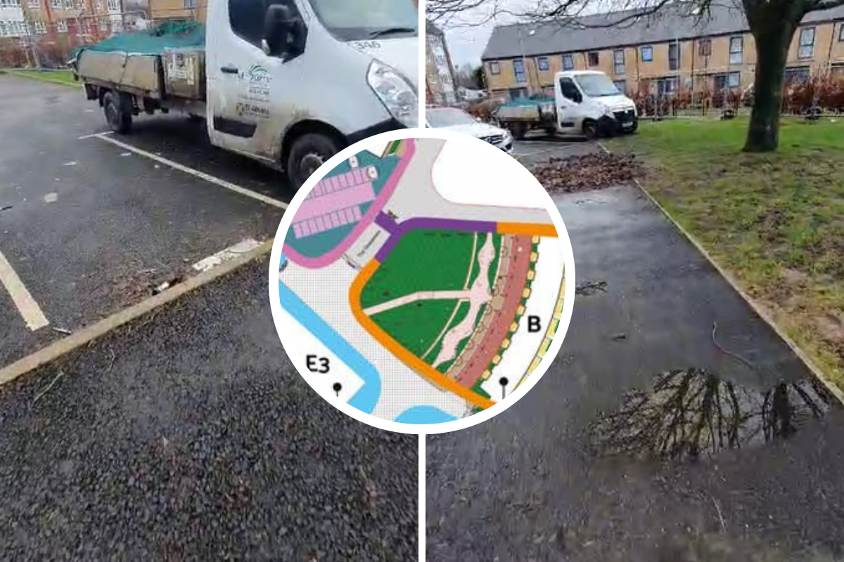 Bizarre path angle at York Way temporary car park explained