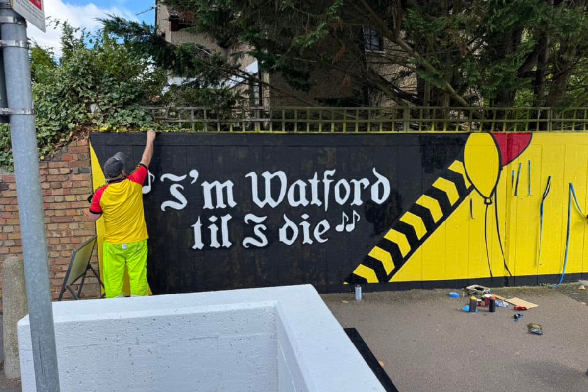 Mural celebrating iconic Watford FC win being painted this week